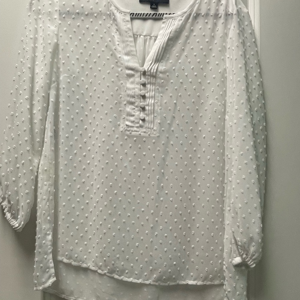 Jones New York White Textured Blouse